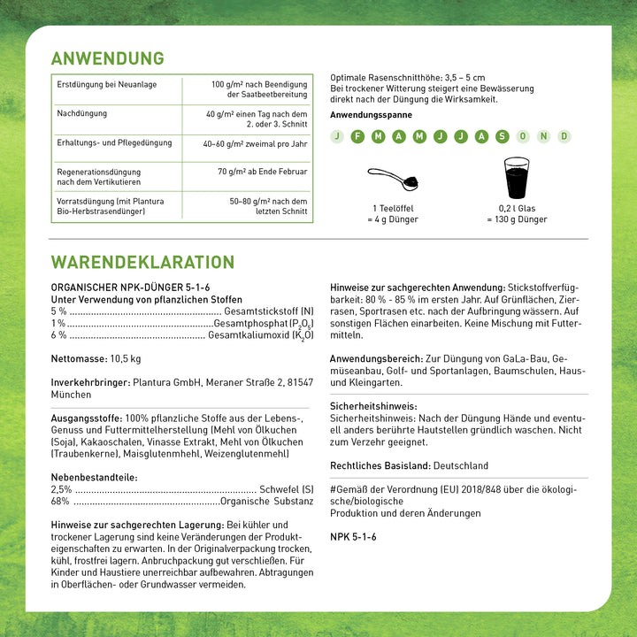 Anwendung Bio-Rasendünger von Plantura