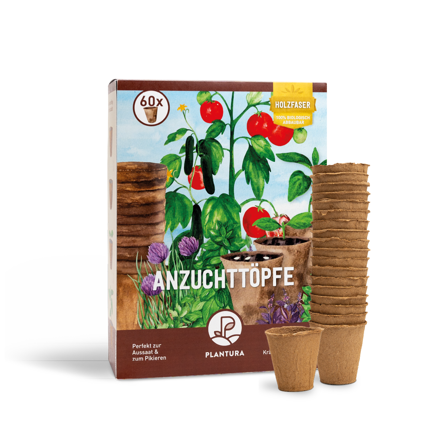 Anzuchttöpfe aus Holzfaser 60 Stück