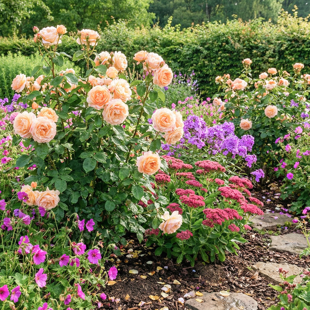 Rot-Rosa-Violetter Stauden-Mix für neben Rosen