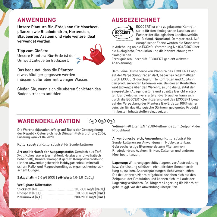 Anwendung und Inhalt der Sauren Erde von Plantura