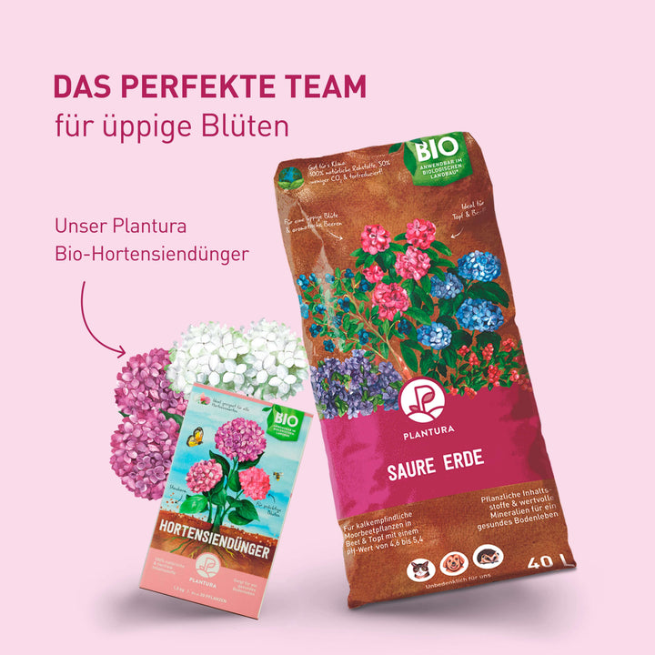 Bio-Saure Erde und Bio-Hortensiendünger von Plantura